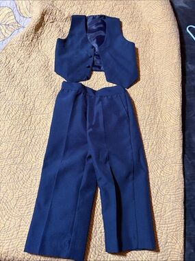 Navy Blue Toddler Dress Pants & Vest Set
